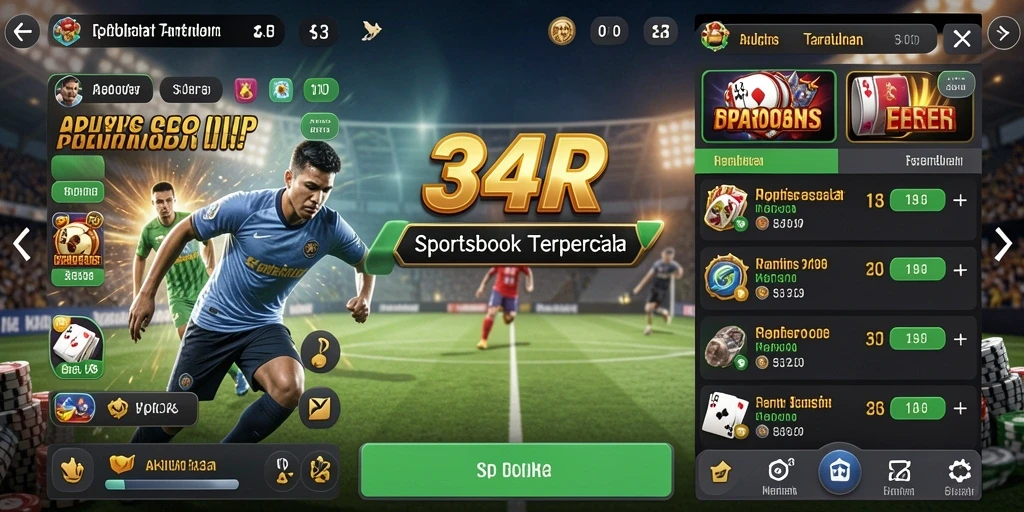 Tampilan gameplay Sportsbook yang menarik di aplikasi 34R.