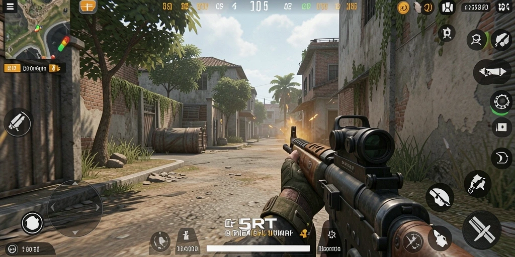 Tangkapan layar menampilkan pertempuran mendebarkan dari gameplay 55RT.