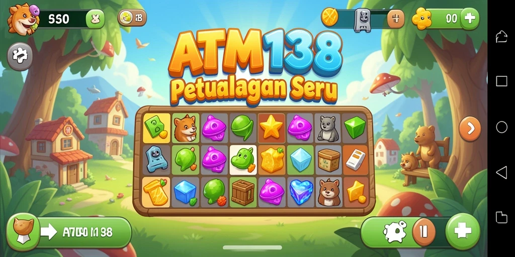 Screenshot menunjukkan gameplay seru dan penuh warna di ATM138.