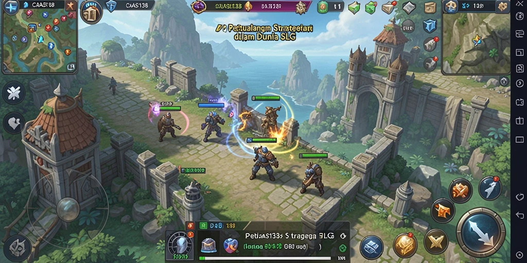 Screenshot utama CADAS138 menampilkan aksi strategi epik dalam gameplay.