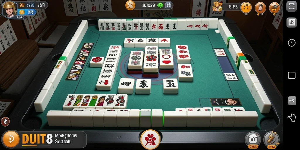 Tampilan gameplay menarik dari DUIT8 dengan ubin Mahjong yang indah.