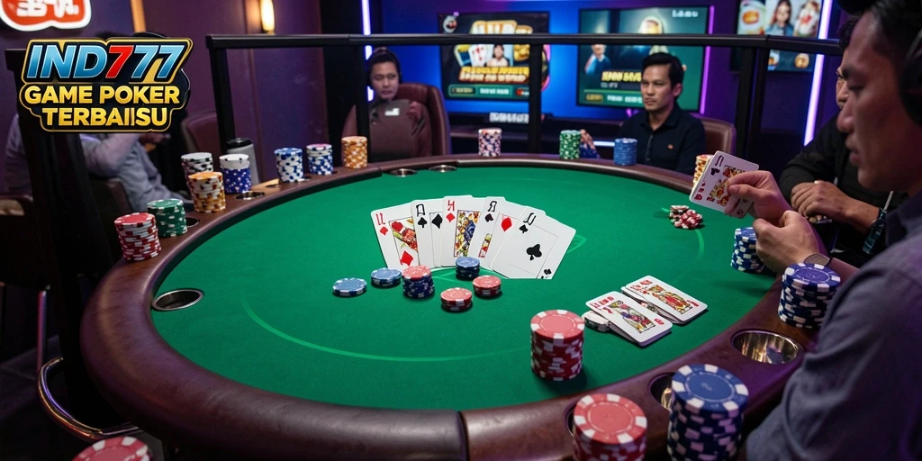 Screenshot tampilan gameplay Poker yang intens dan seru.