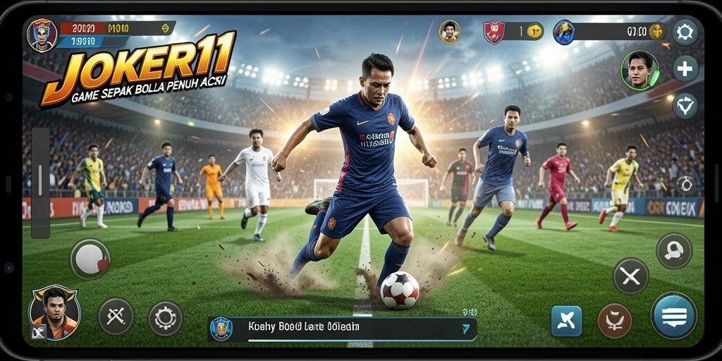 Screenshot menarik dari gameplay <strong>JOKER11</strong> yang menampilkan pertandingan sepak bola yang seru.
