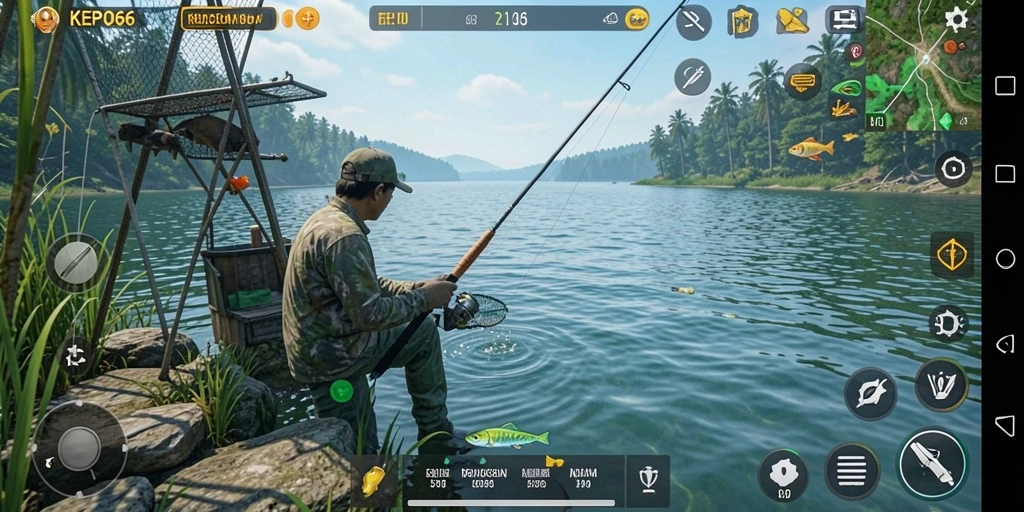 Screenshot gameplay KEPO66 menampilkan momen seru saat memancing.