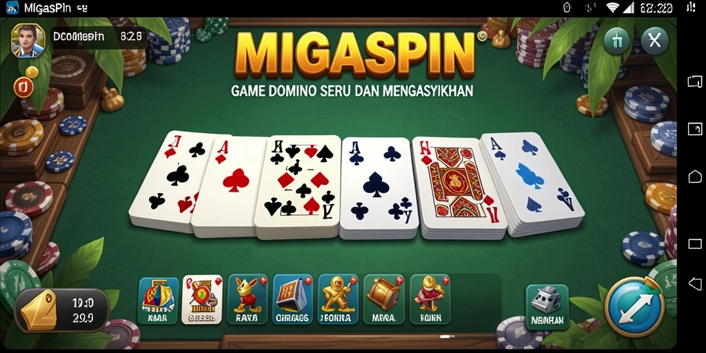 Gameplay seru dalam MIGASPIN yang menampilkan permainan Domino.
