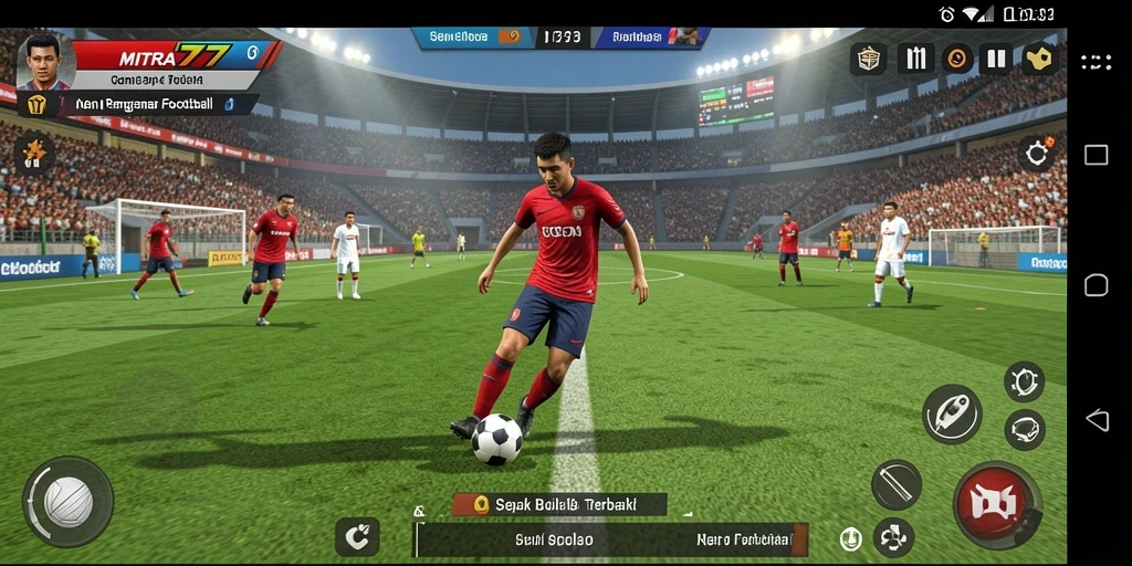 Screenshot MITRA77 menampilkan aksi intens dalam pertandingan sepak bola.