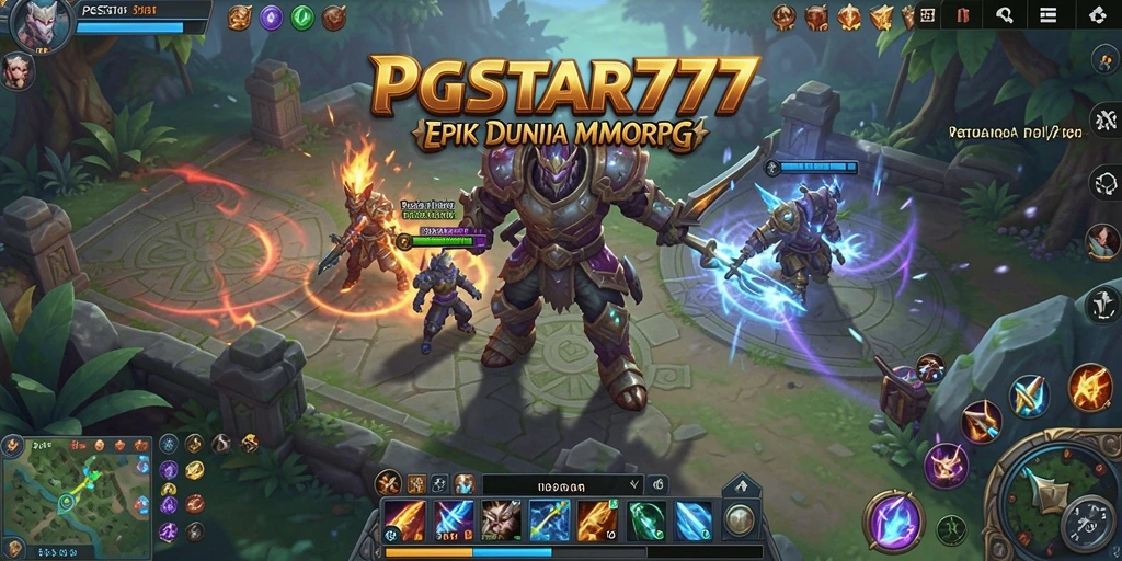 Screenshot gameplay PGSTAR777 menampilkan pertempuran epik di dunia MMORPG.