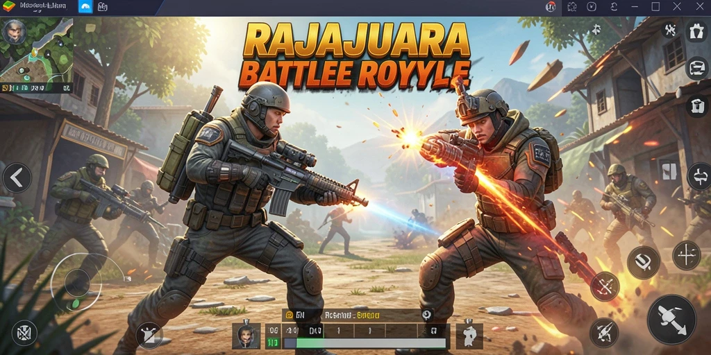 Tampilan gameplay seru dalam RAJAJUARA dengan pertempuran mendebarkan.