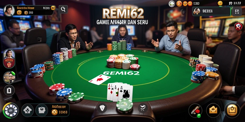 Screenshot gameplay REMI62 menampilkan aksi Poker yang penuh tantangan.