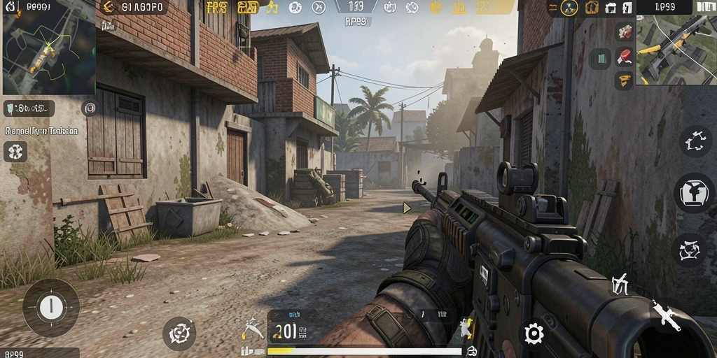 Gambar gameplay RP99 yang mendebarkan dengan aksi tembak-menembak intens.