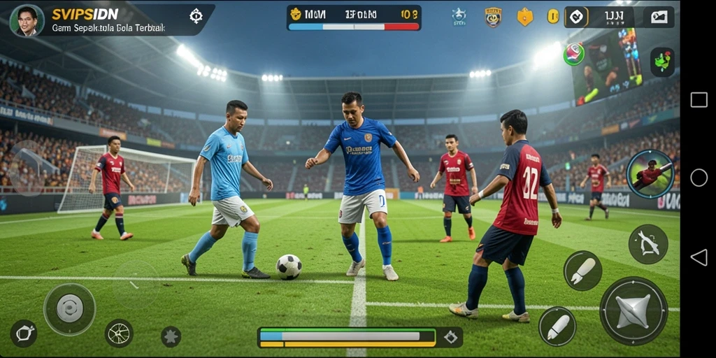 Tampilan gameplay SVIPSIDN yang menampilkan aksi sepak bola yang mendebarkan.